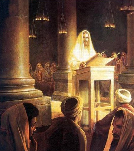 Jesus preaching in the temple